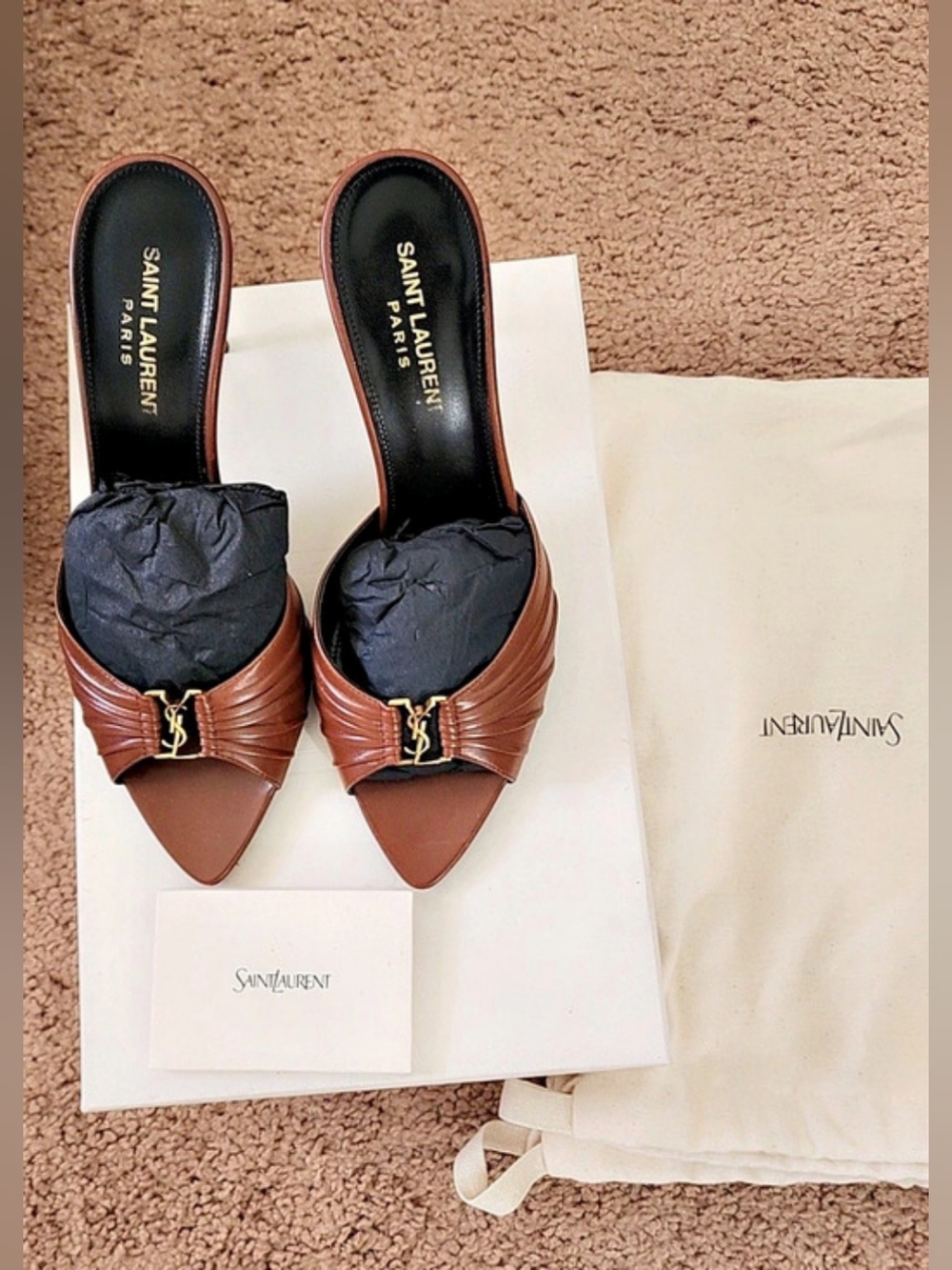 Saint Laurent Babylone 90 Pointed Toe Brown Heels EU 39